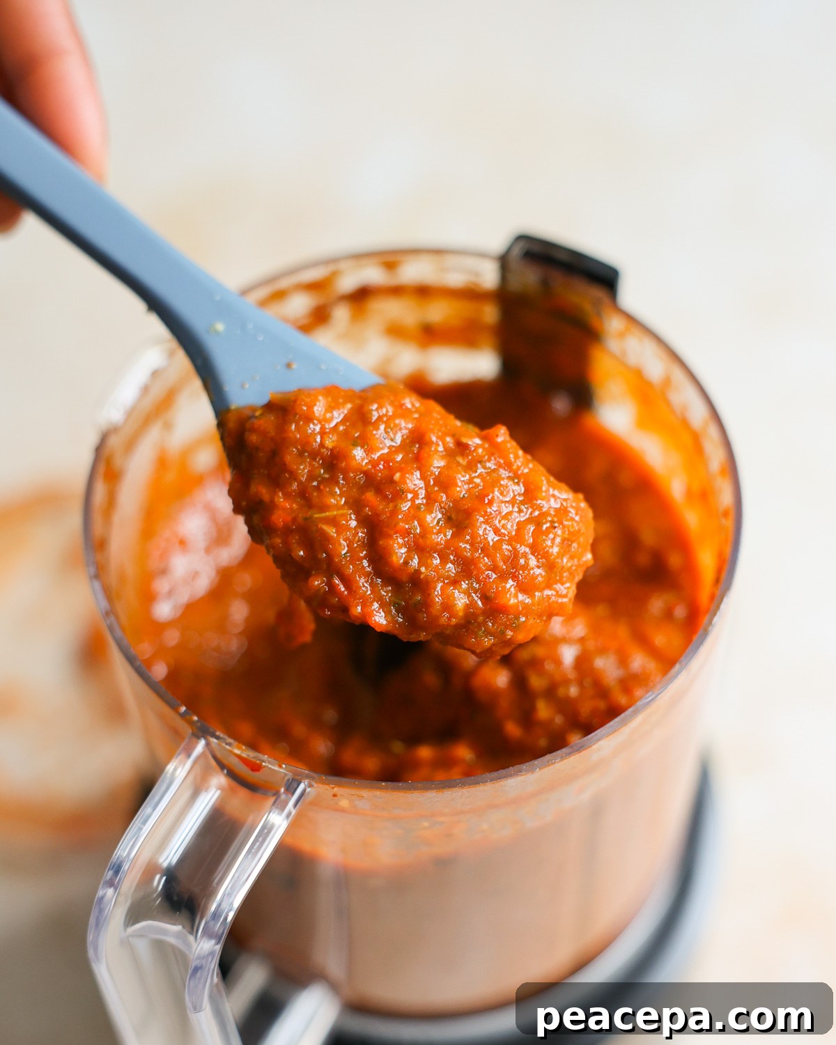 Blended sofrito in food processor.