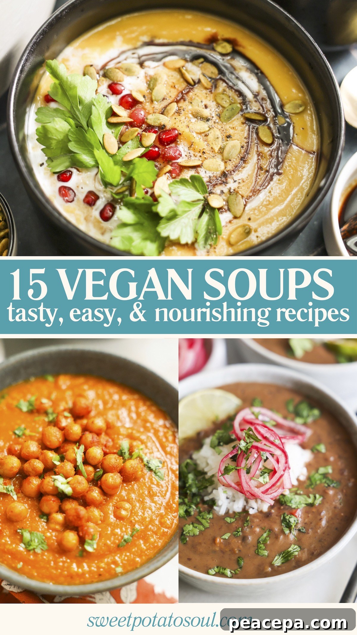 vegan soups pinterest graphic