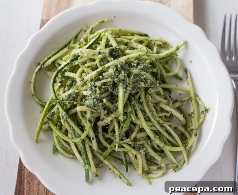 Dandelion Pesto Zucchini Noodles