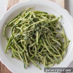 Vegan Raw Zucchini Noodles with Basil Pesto