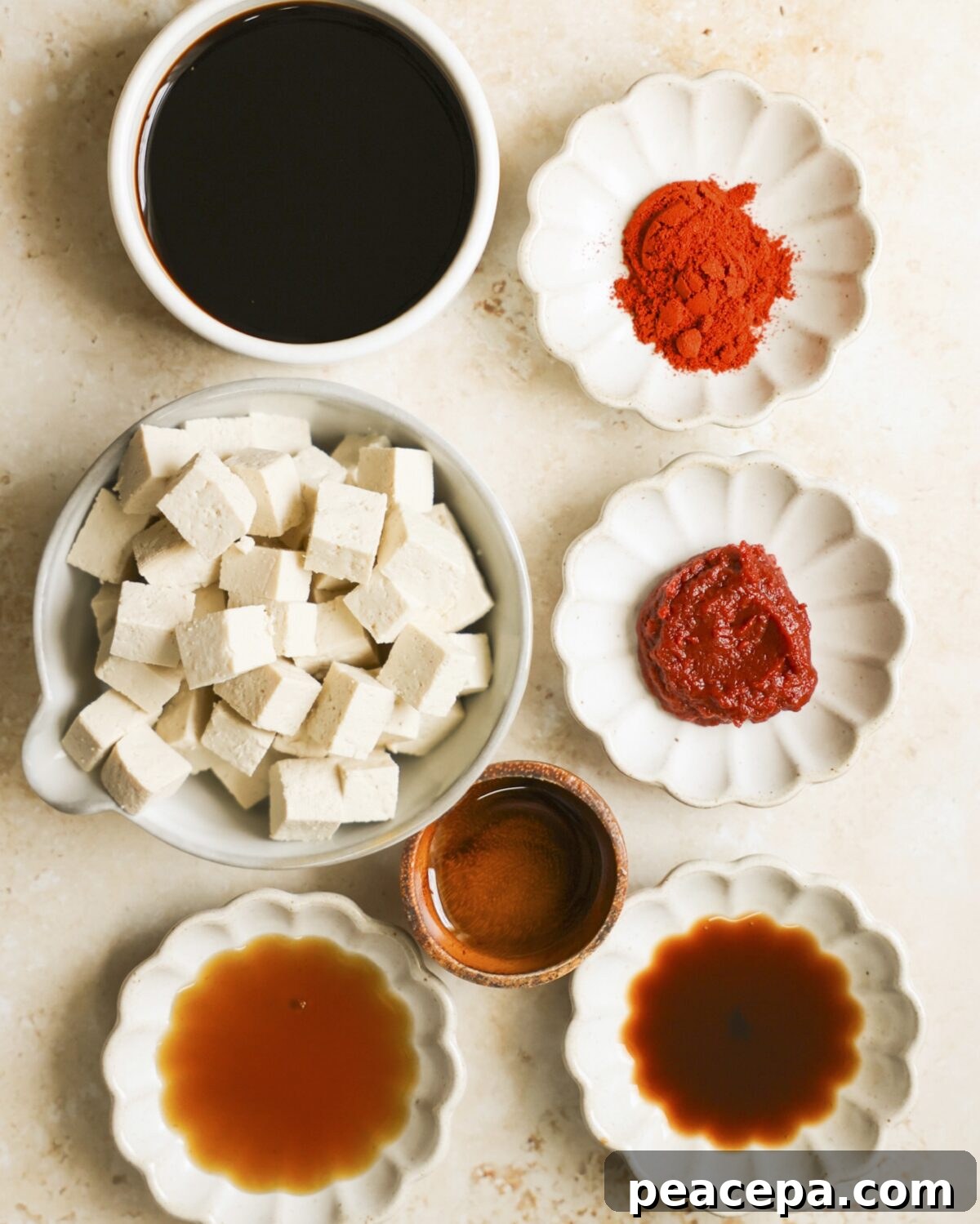 overhead ingredients for smoky tofu