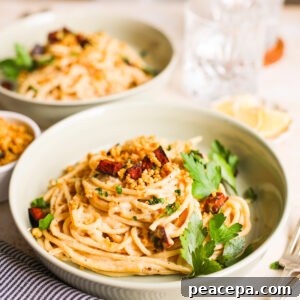 plated Vegan Pasta Carbonara
