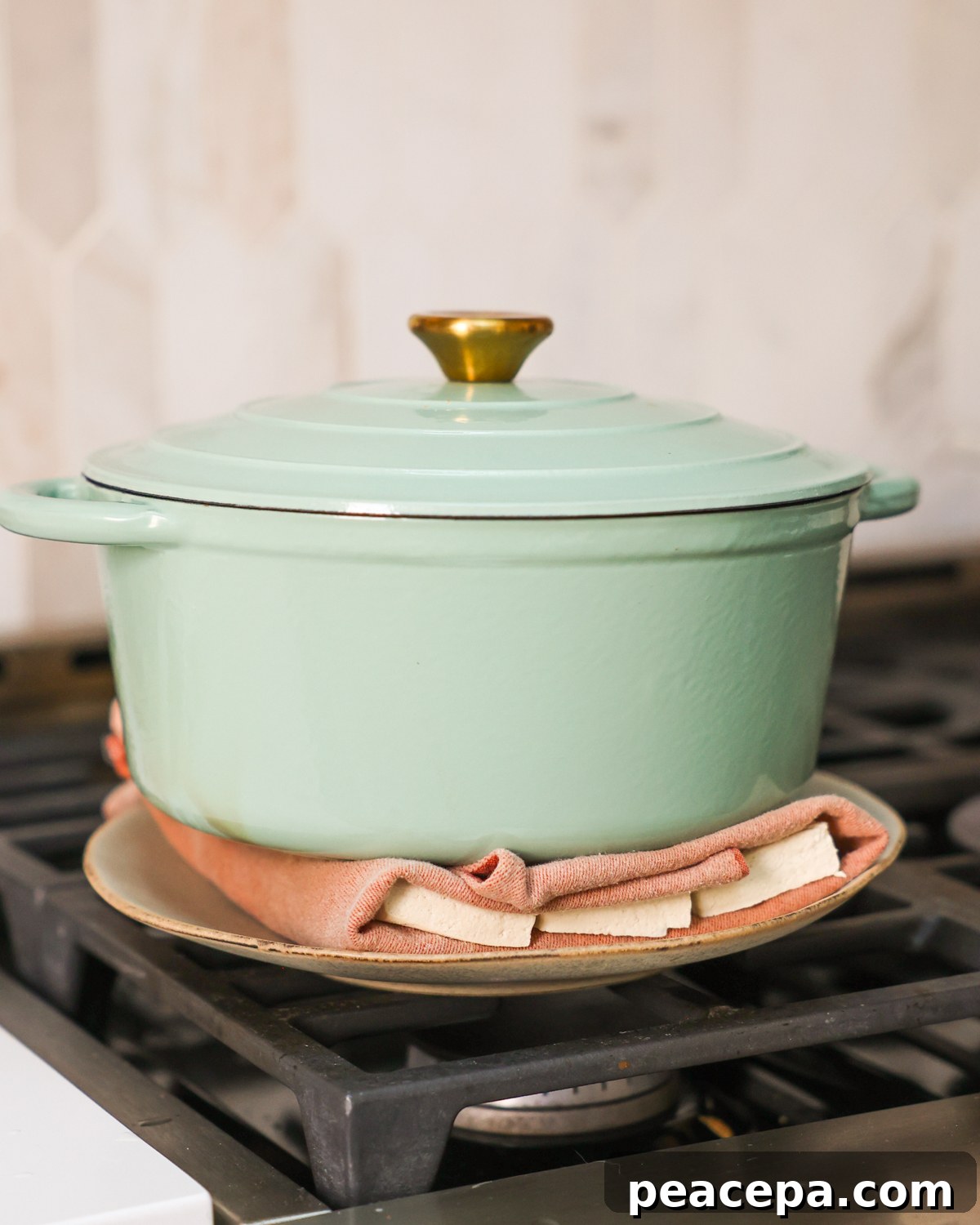 heavy pot on top of tofu