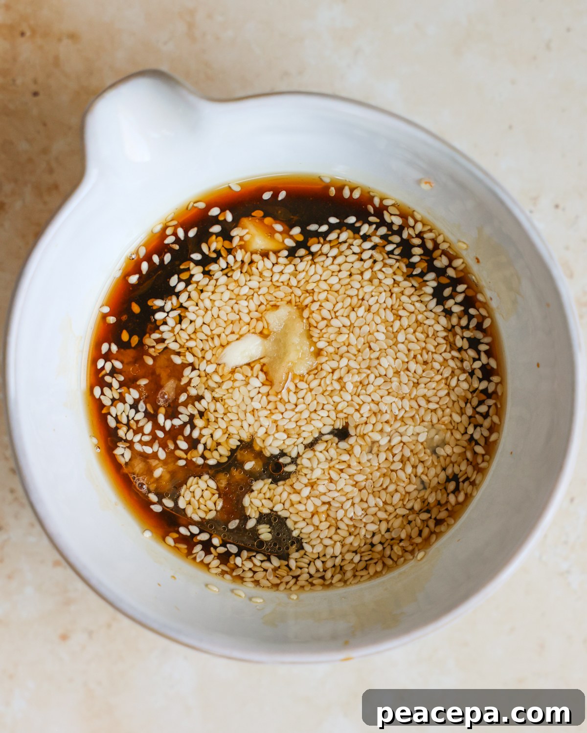 overhead gochujang marinade ingredients in bowl