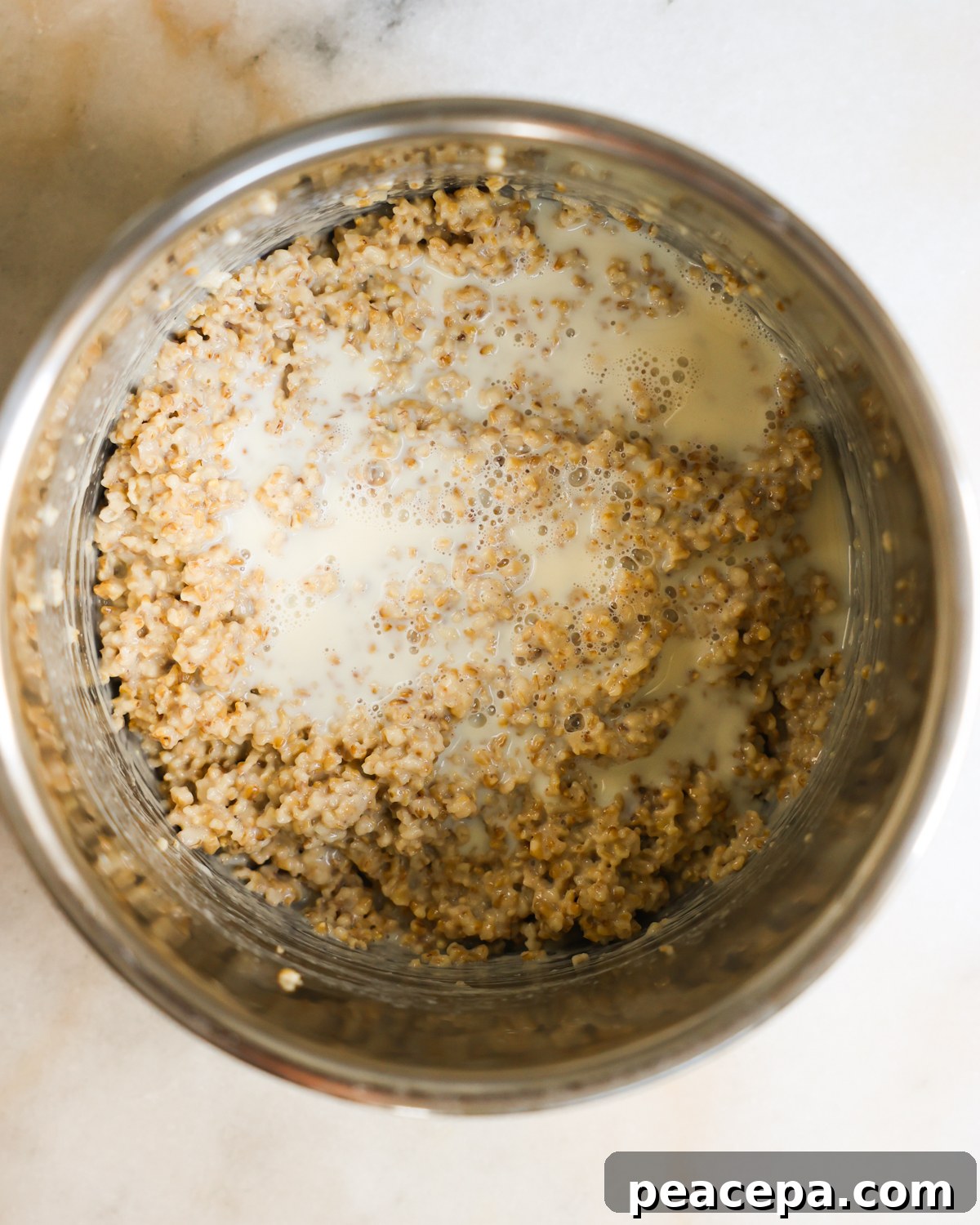 soy milk added to oats