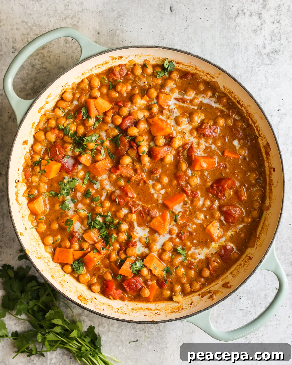 Curry garnished with cilantro.