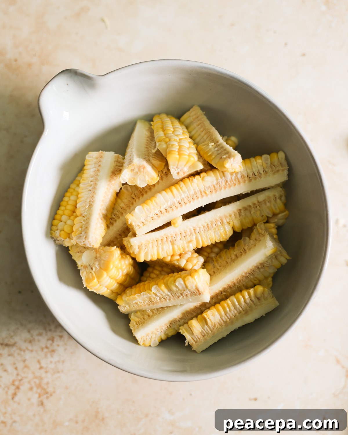 bowl of sliced corn