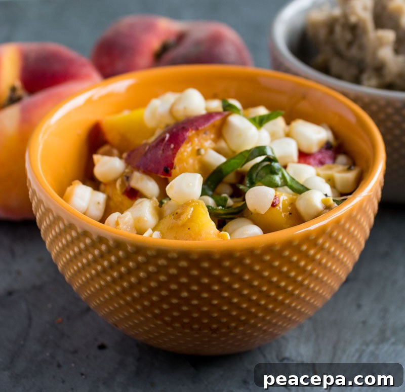 Corn and Peach Crostini Basil White Bean Puree