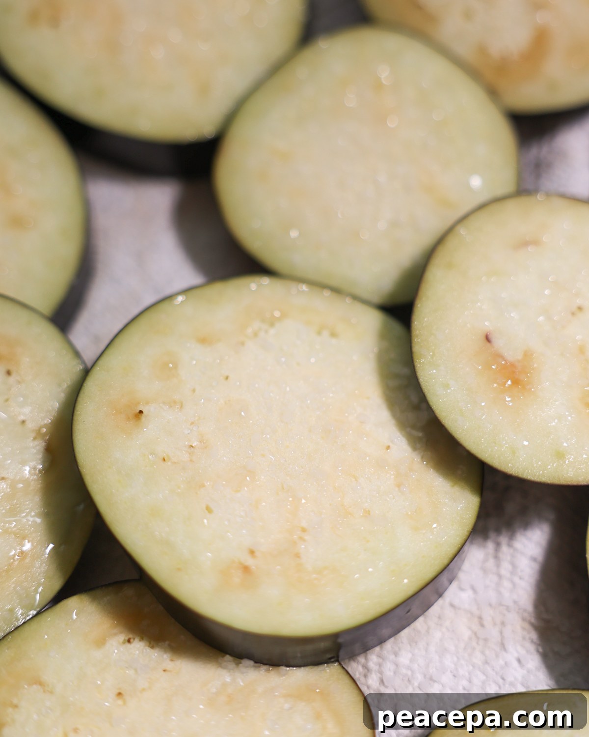 close up of eggplant sweating