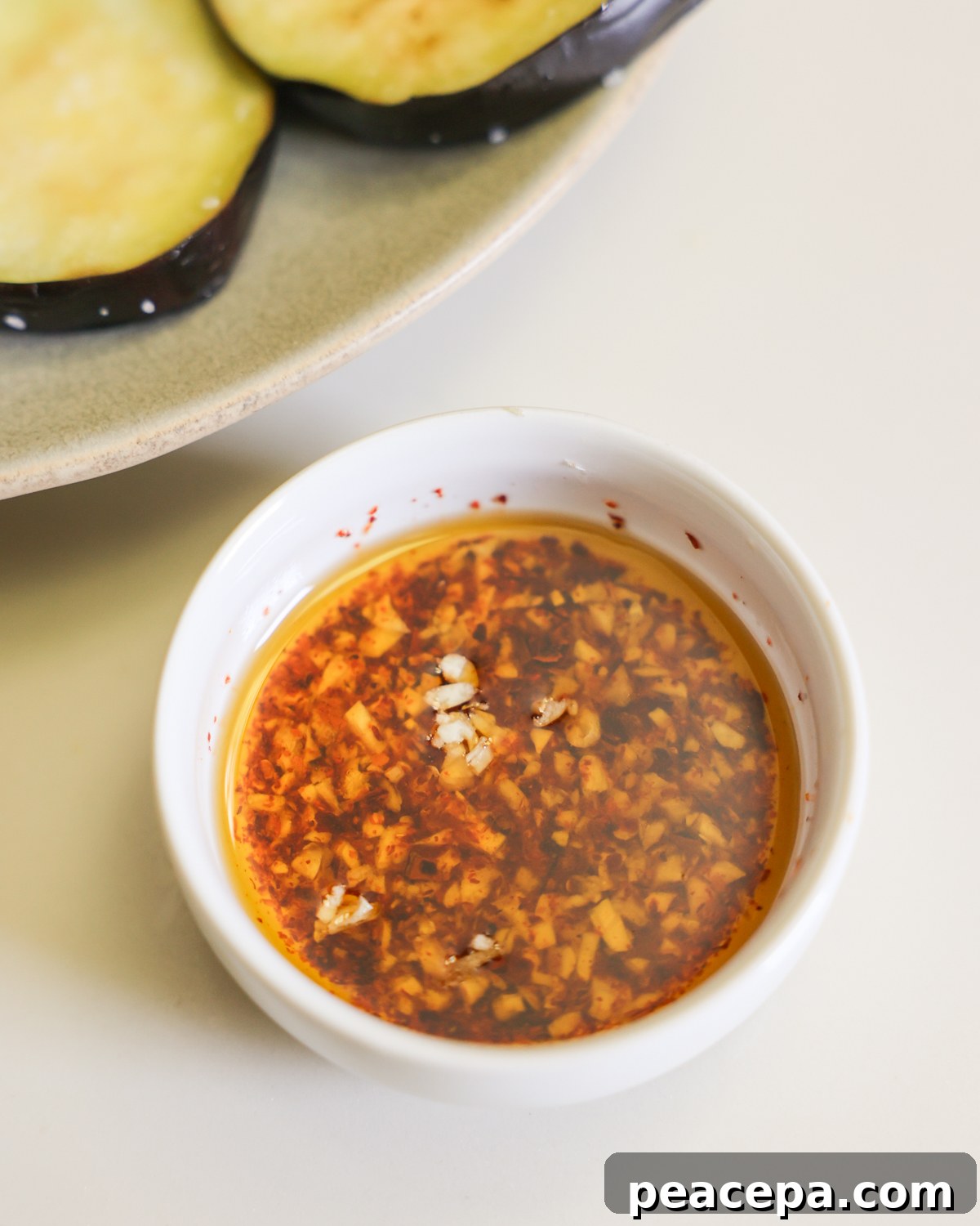 garlic pepper oil blend in a bowl