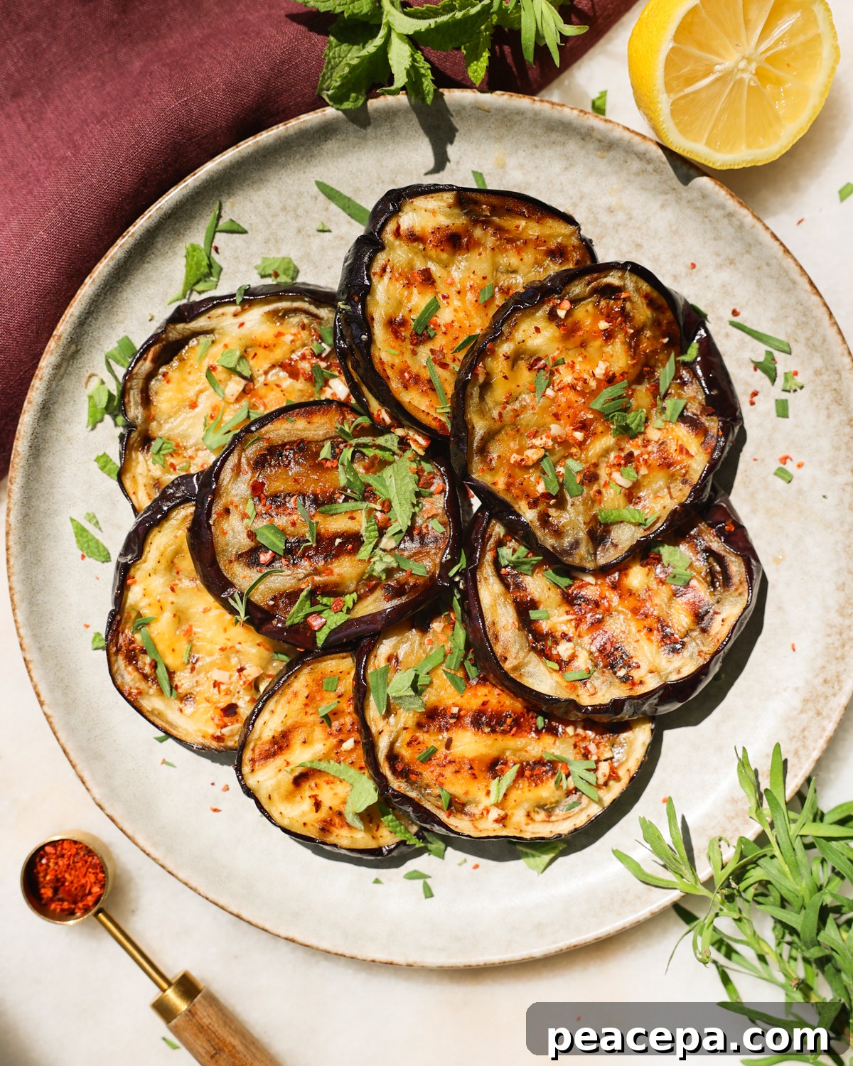 grilled eggplant on plate