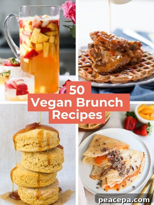image with 4 different vegan brunch recipes