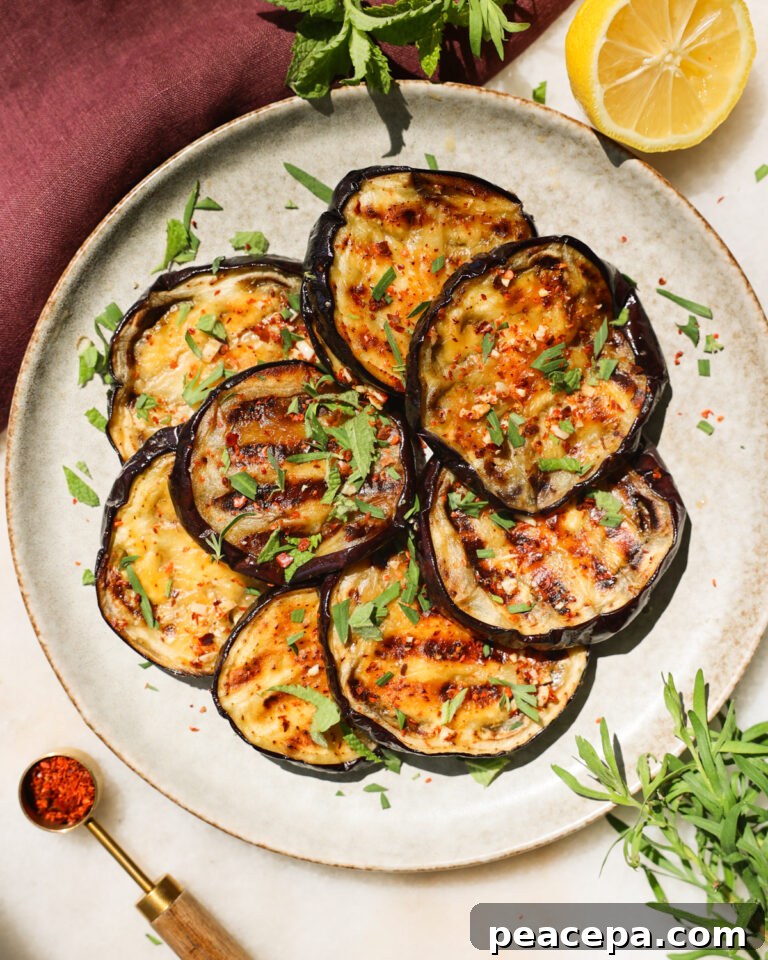 grilled eggplant on plate