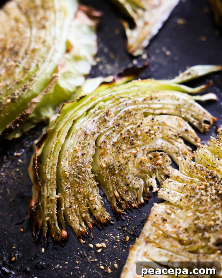 close up of roasted cabbage