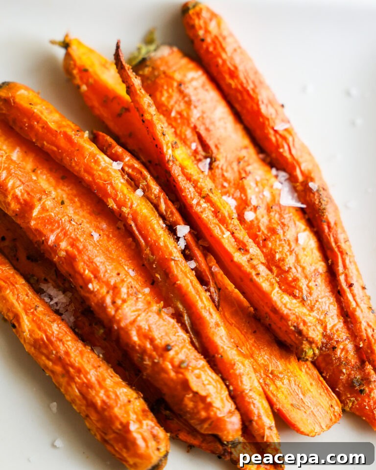 air fryer carrots close up