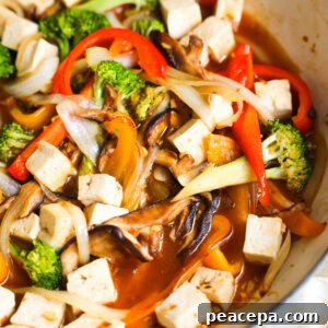 Vegan Stir fry close up in pan