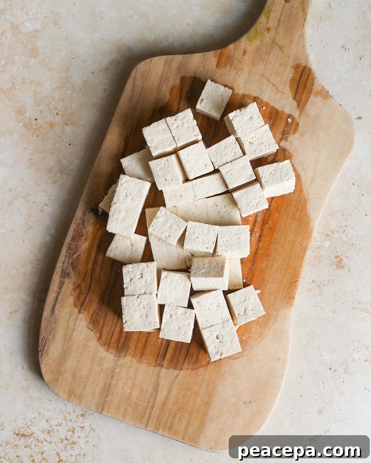 overhead cubed tofu