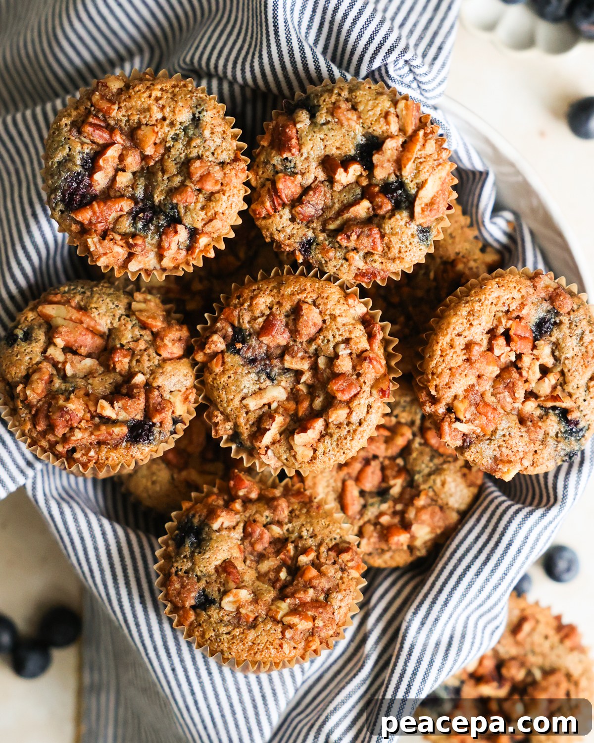 basket of vegan blueberry muffins