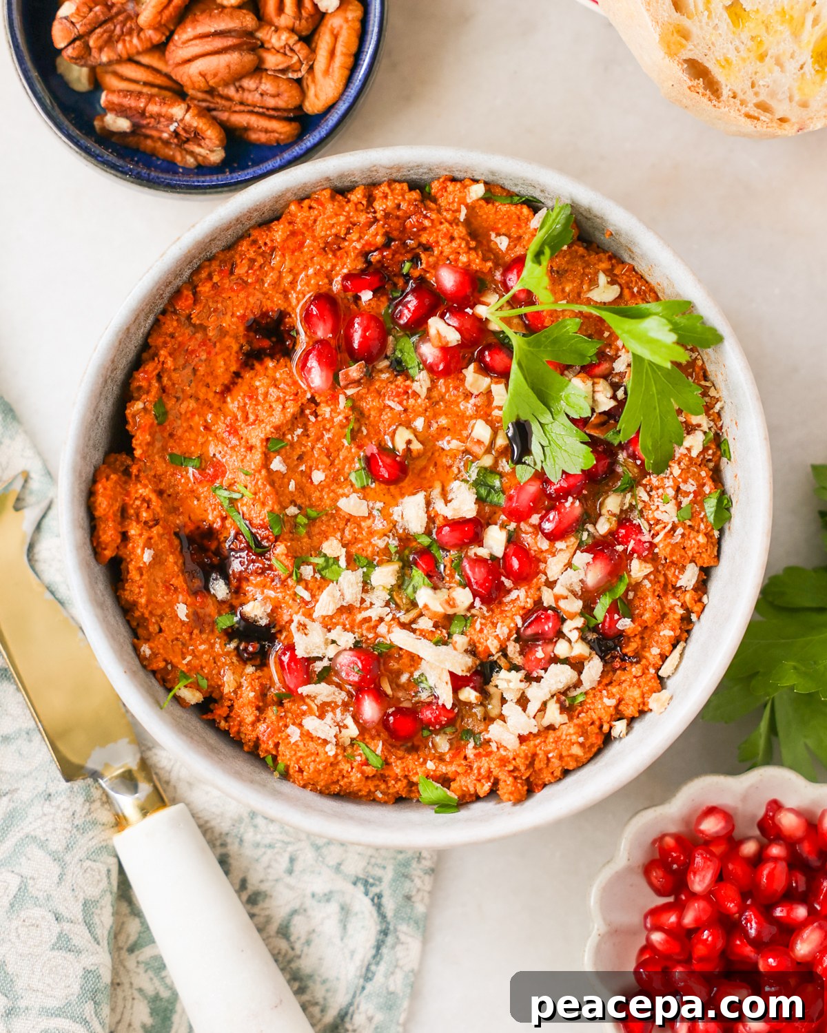 overhead bowl of muhammara