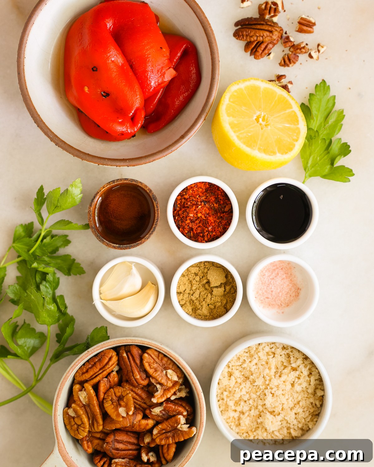 overhead muhammara ingredients