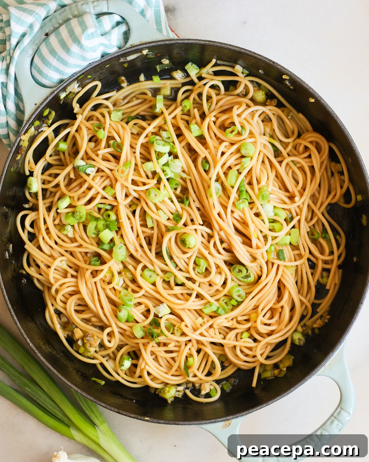 garlic noodles in a pan