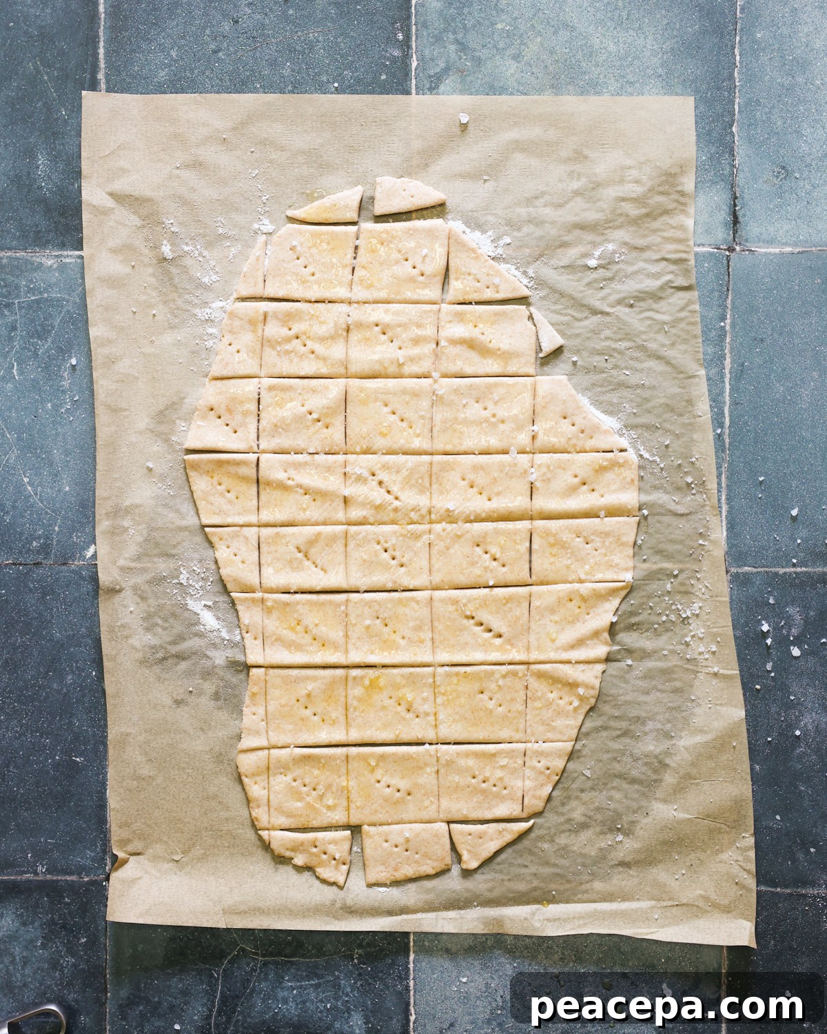 overhead of cut dough