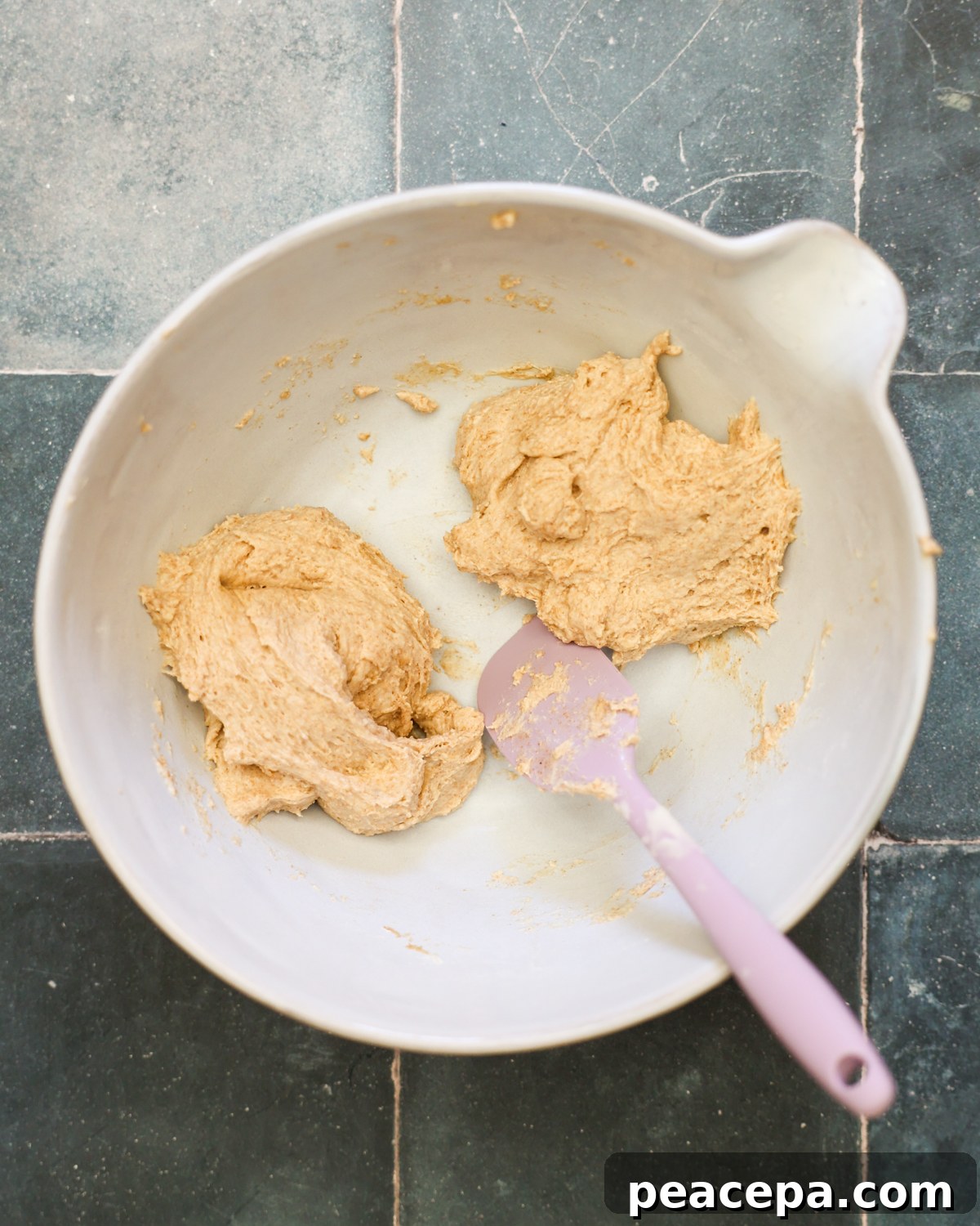 overhead divided batter dough