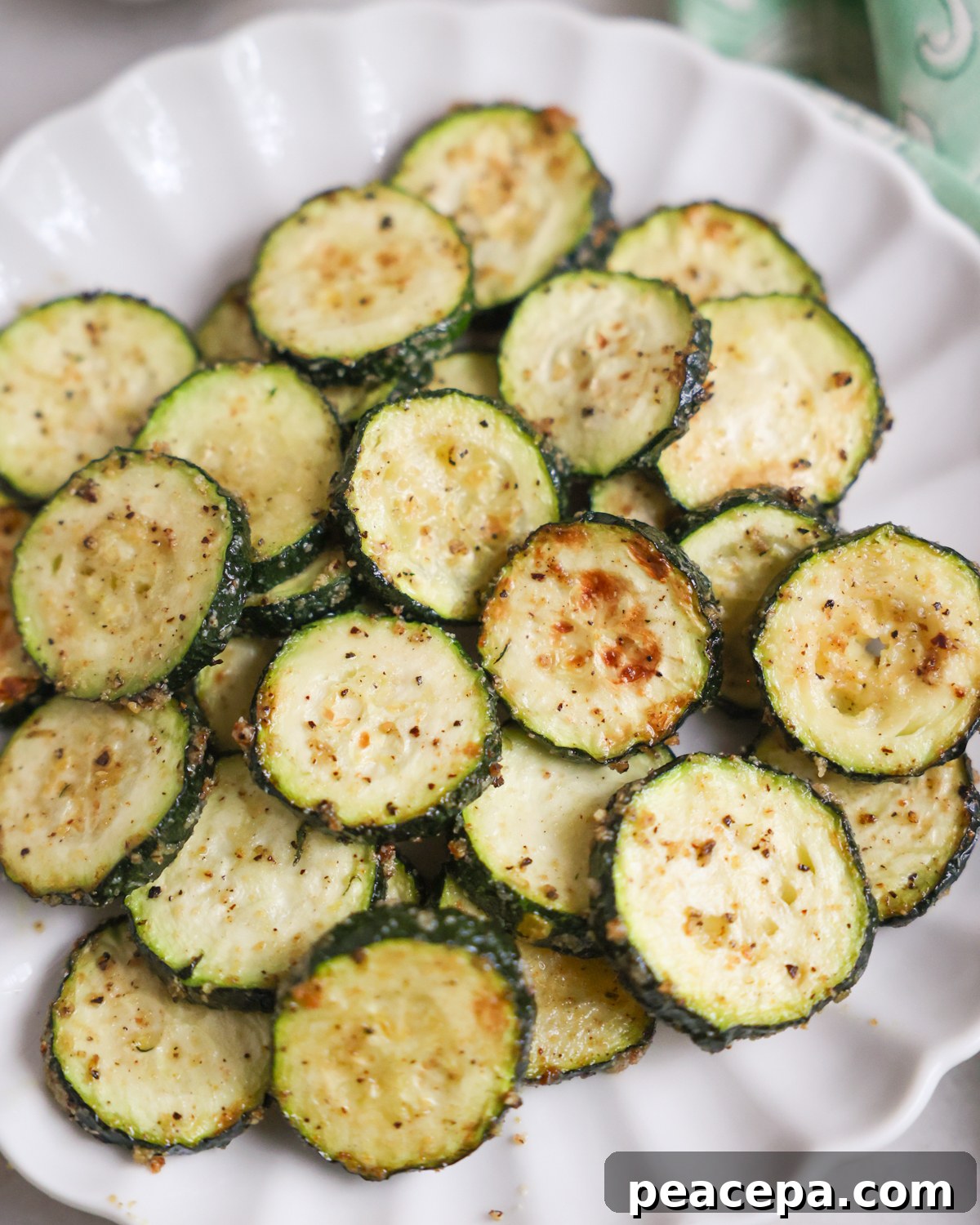 A plate of air fryer zucchini.