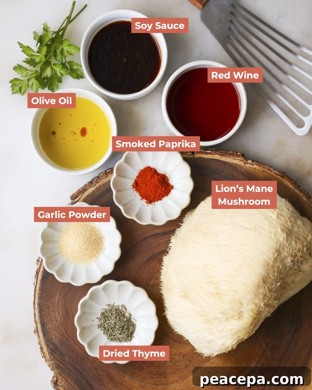 Lions mane steak ingredients labeled.