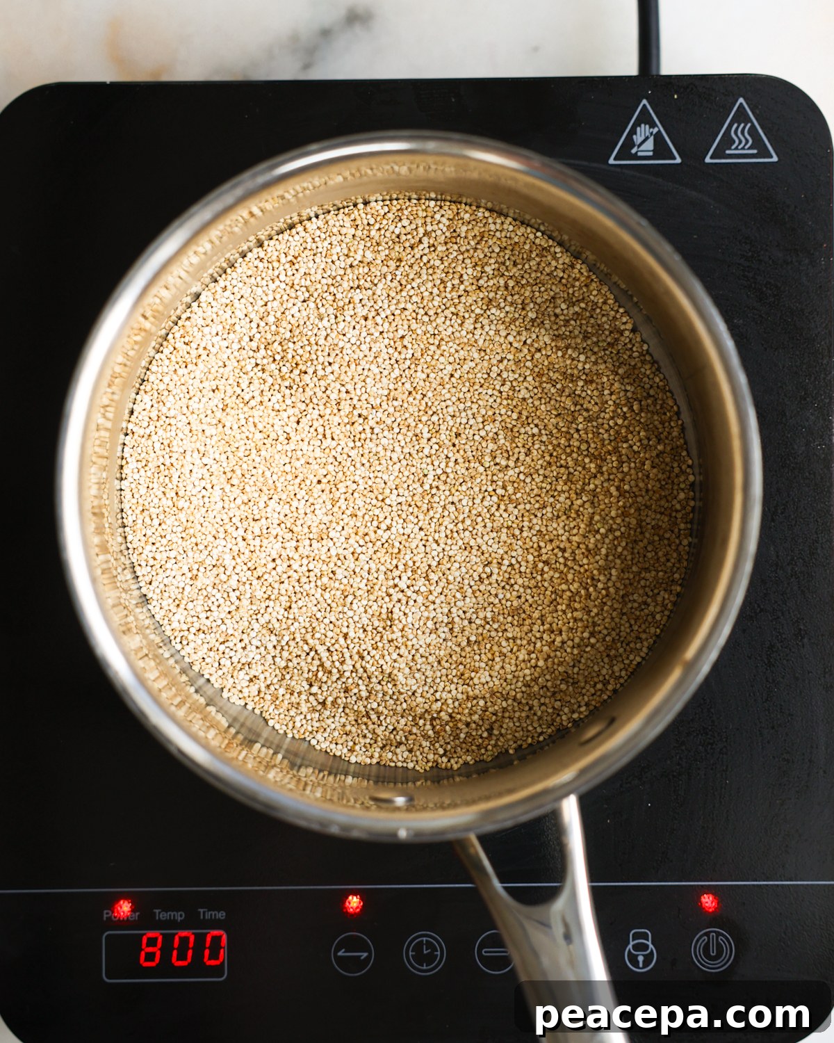 overhead quinoa in pot