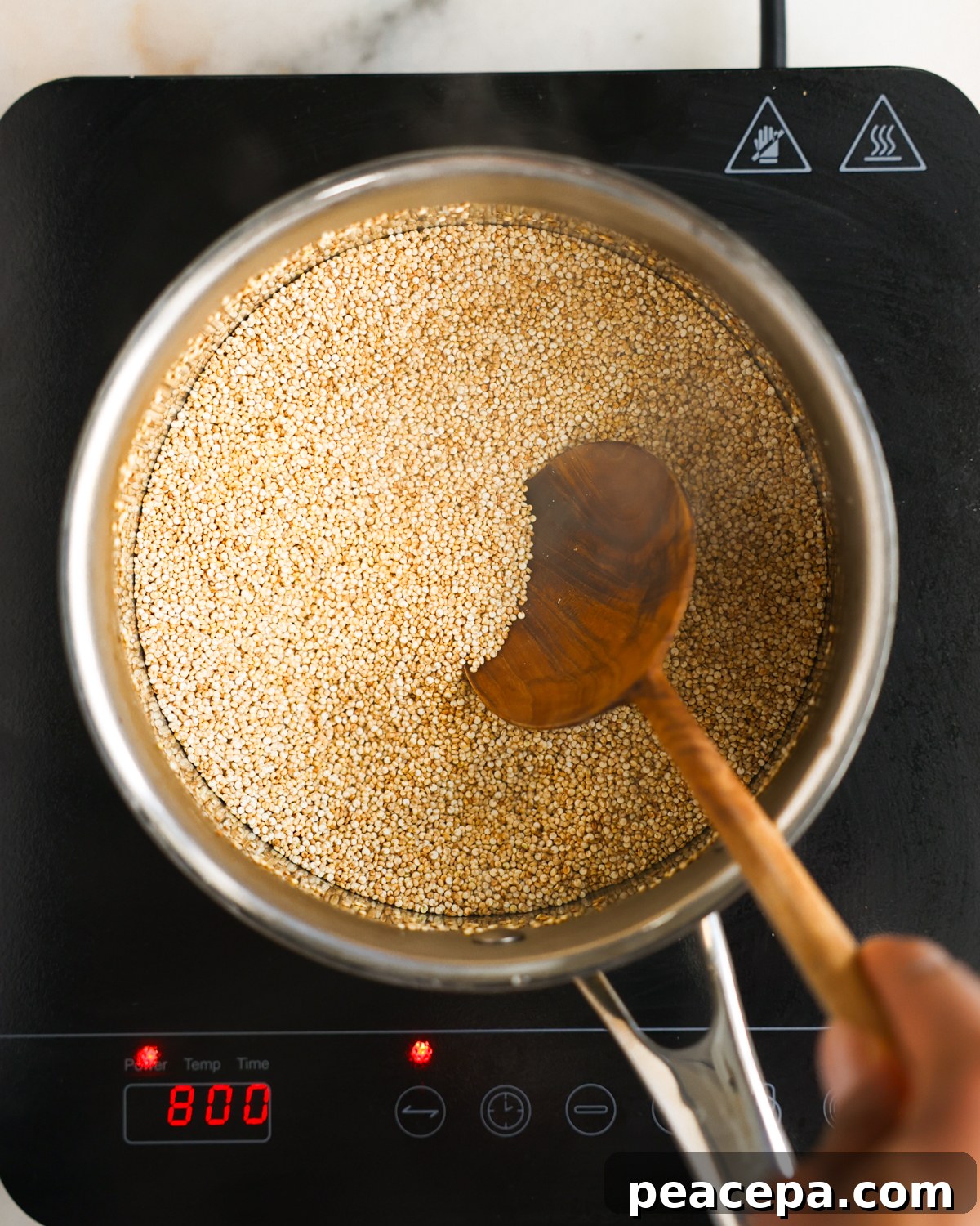 toasting quinoa in pot
