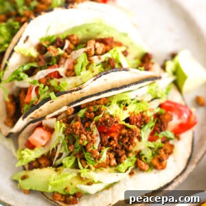close up tofu tacos on plate