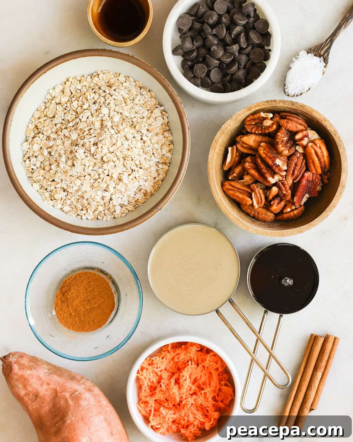 ingredients for tahini cookies on a white background