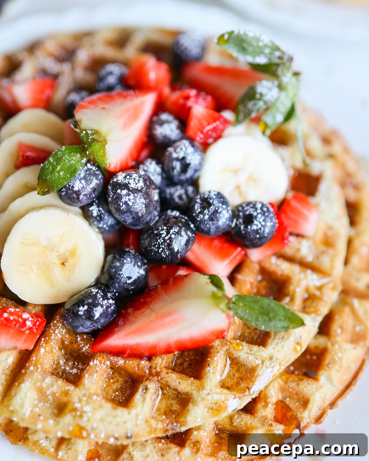 close up of vegan waffles
