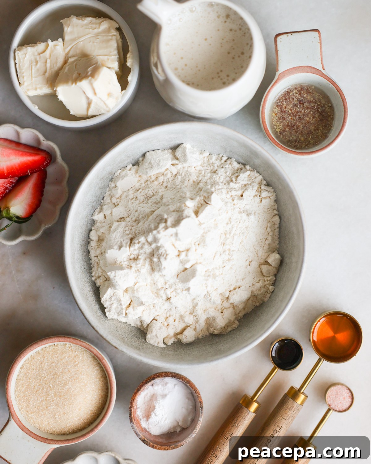overhead of vegan waffles ingredients