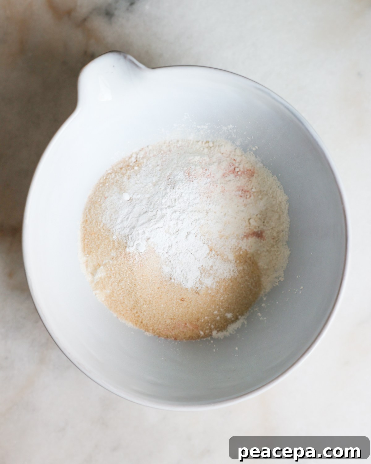 overhead dry ingredients in bowl