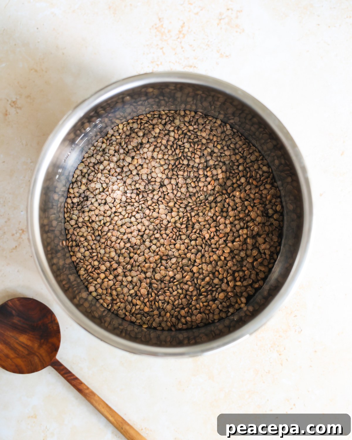 Cooked lentils in the Instant Pot.
