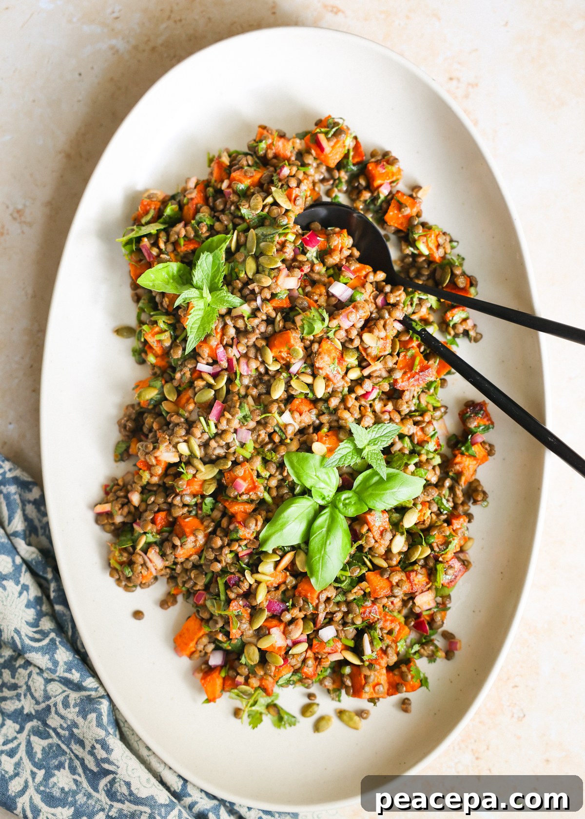 Sweet potato salad with lentils.