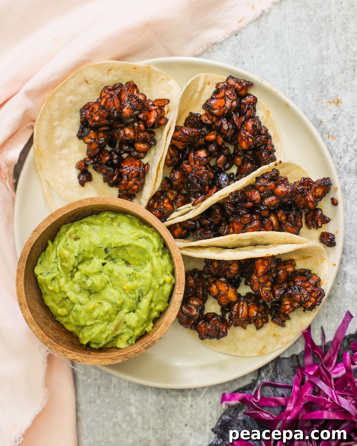 filling tempeh tacos