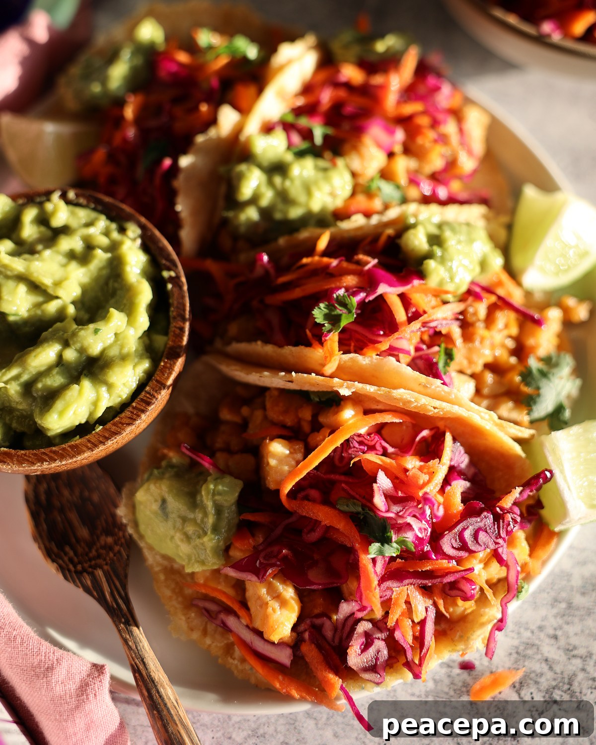 tempeh tacos on a white plate