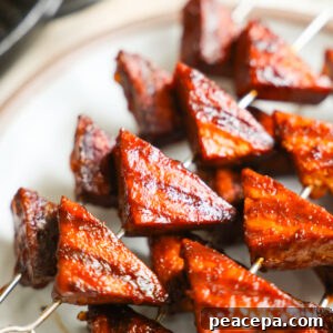 close up of bbq tofu