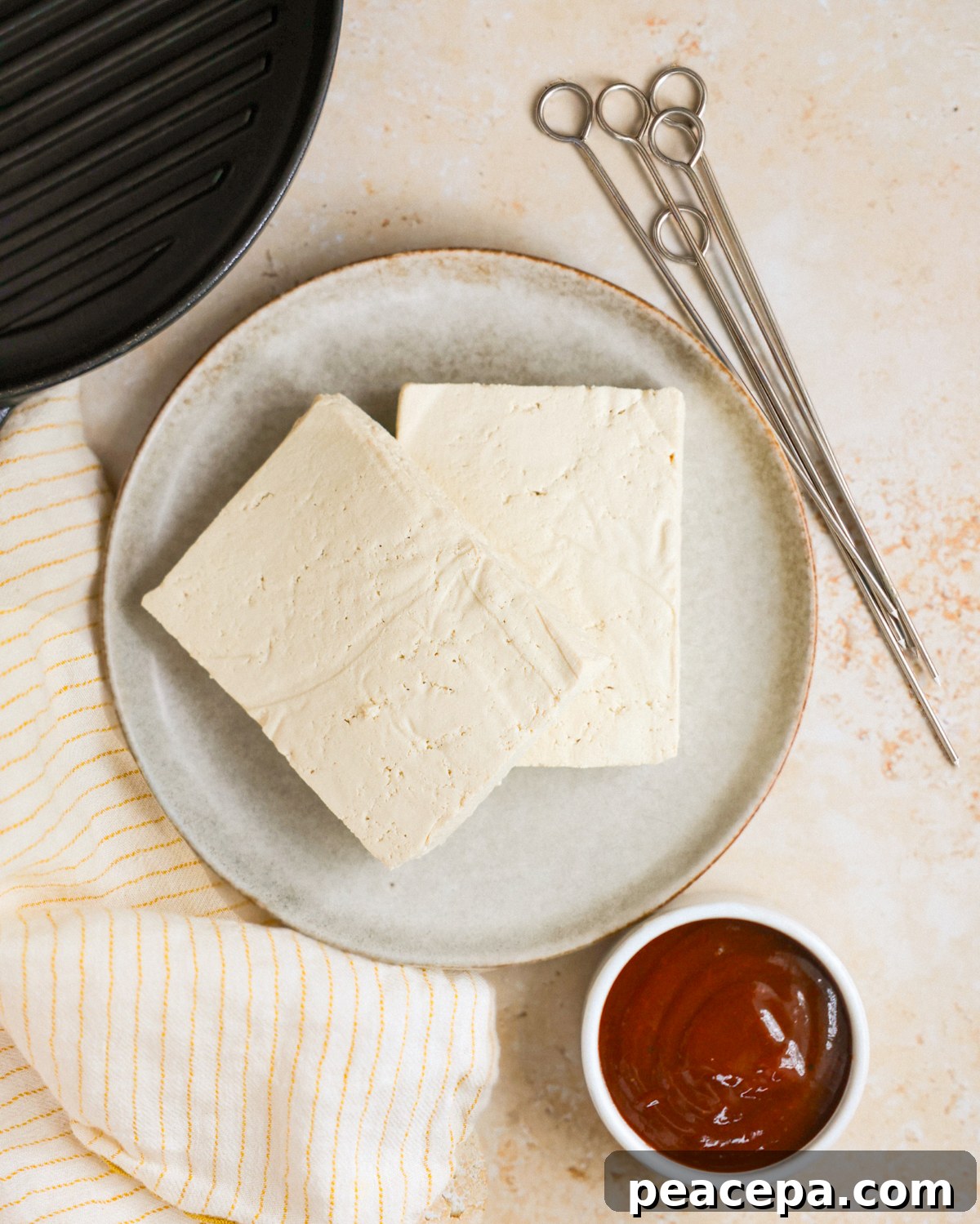 overhead bbq tofu ingredients