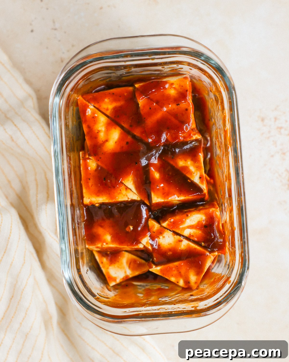 overhead marinated tofu