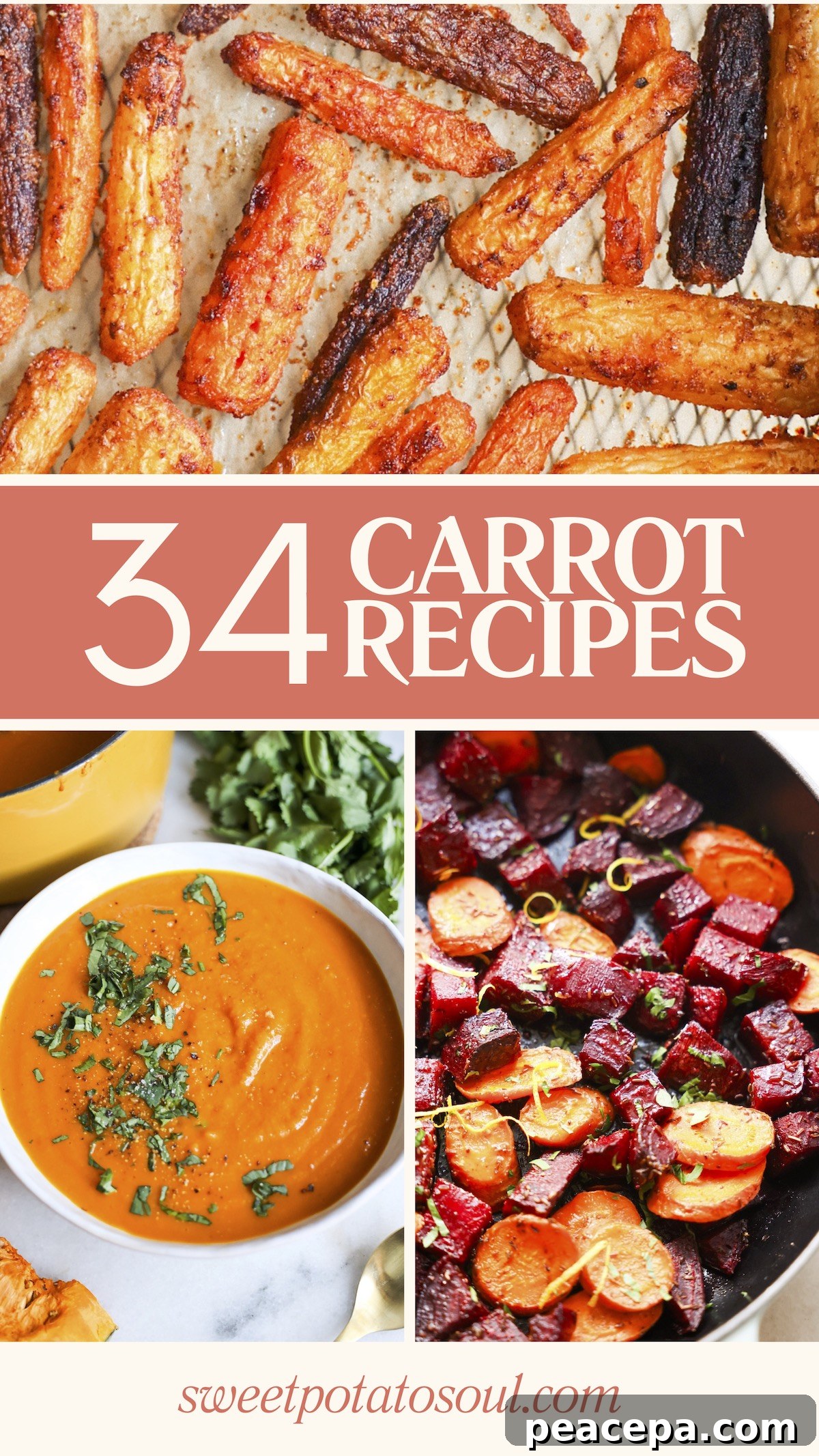 Carrot Recipes Pinterest graphic. 