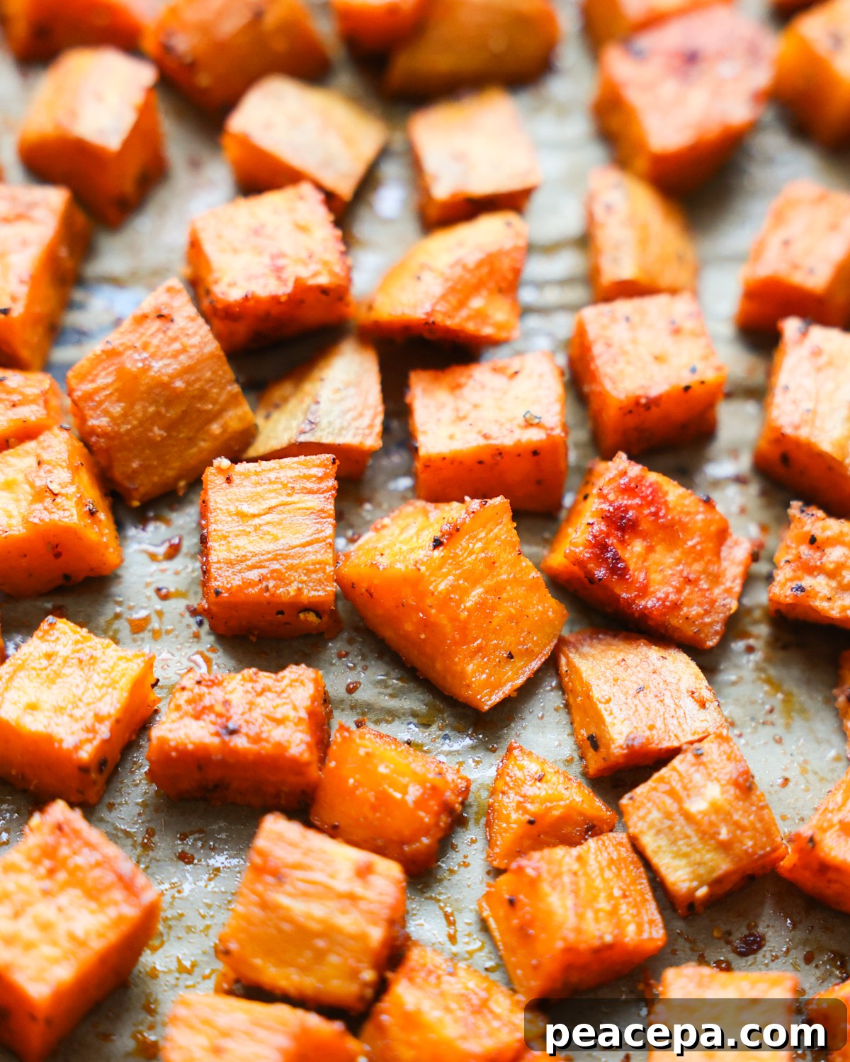 roasted sweet potatoes on parchment
