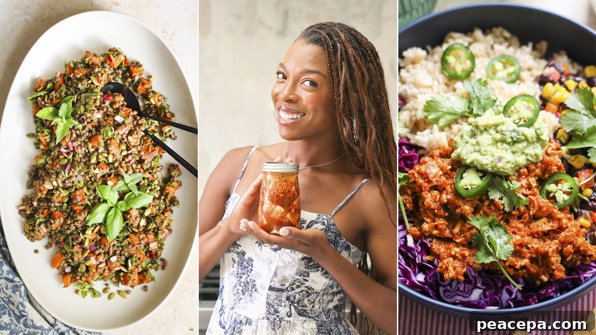 high protein vegan recipes graphic 