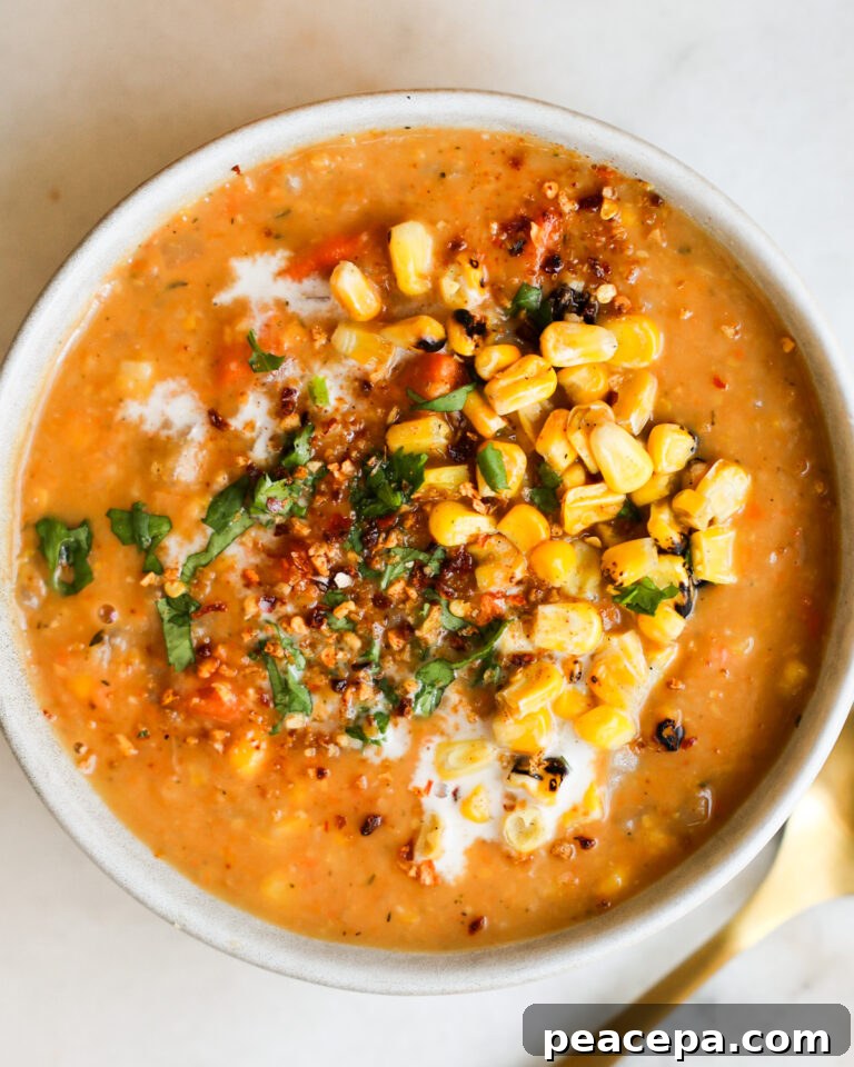 Bowl of Vegan Corn Chowder.