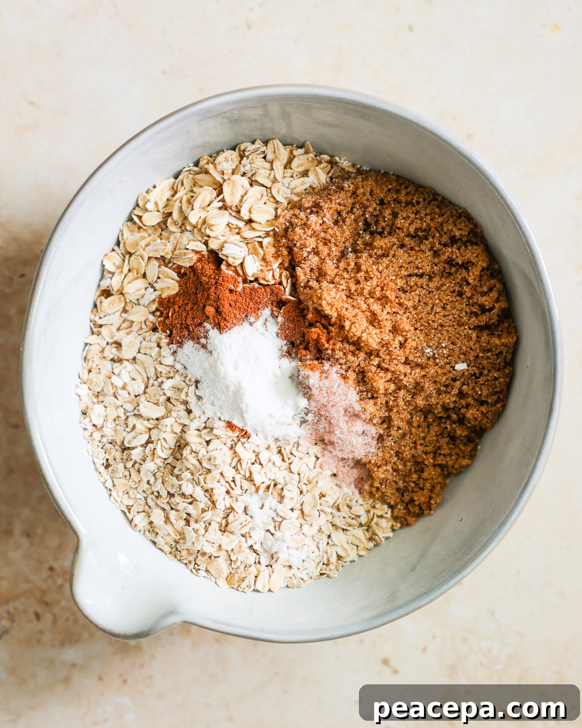 Bowl of oats and spices.
