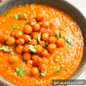 closeup chickpea soup