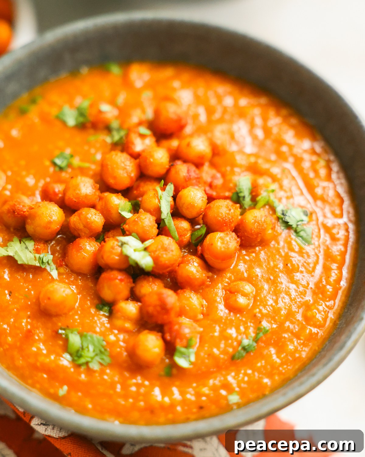 closeup chickpea soup